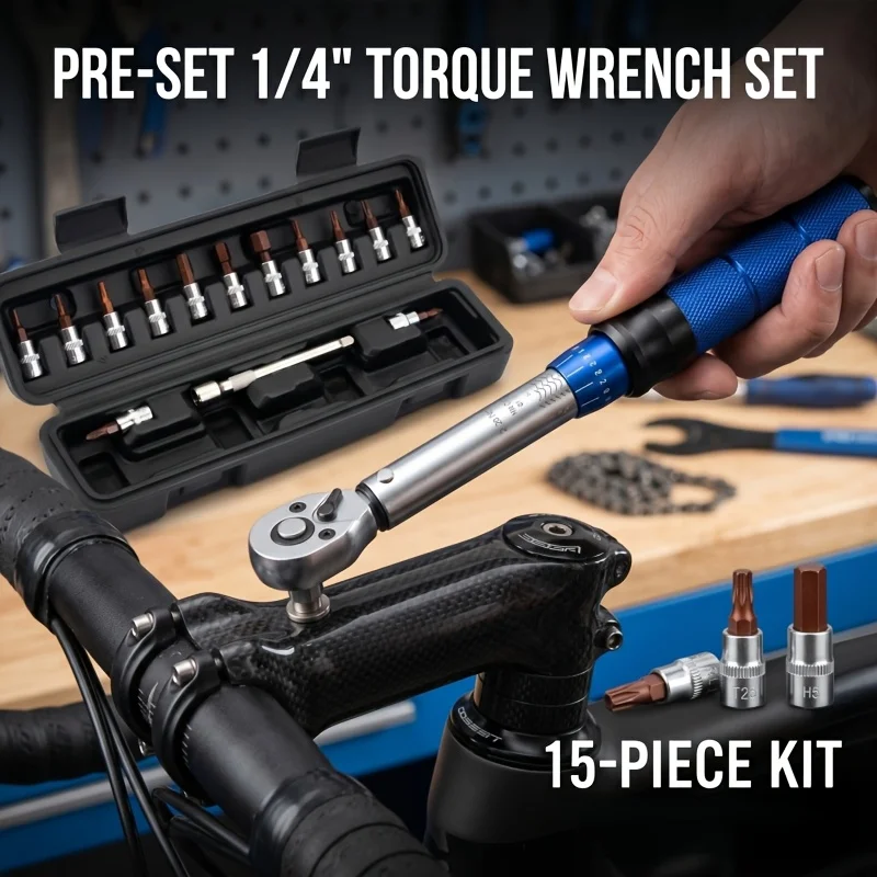 1/4 Torque Wrench Set 2-24N.m 15pcs Bicycle Repair Kit MTB Road Bike Maintenance Tools Wrench Key Tool Socket Extension Bar Set
1/4 Torque Wrench Set 2-24N.m 15pcs Bicycle Repair Kit MTB Road Bike Maintenance Tools Wrench Key Tool Socket Extension Bar Set