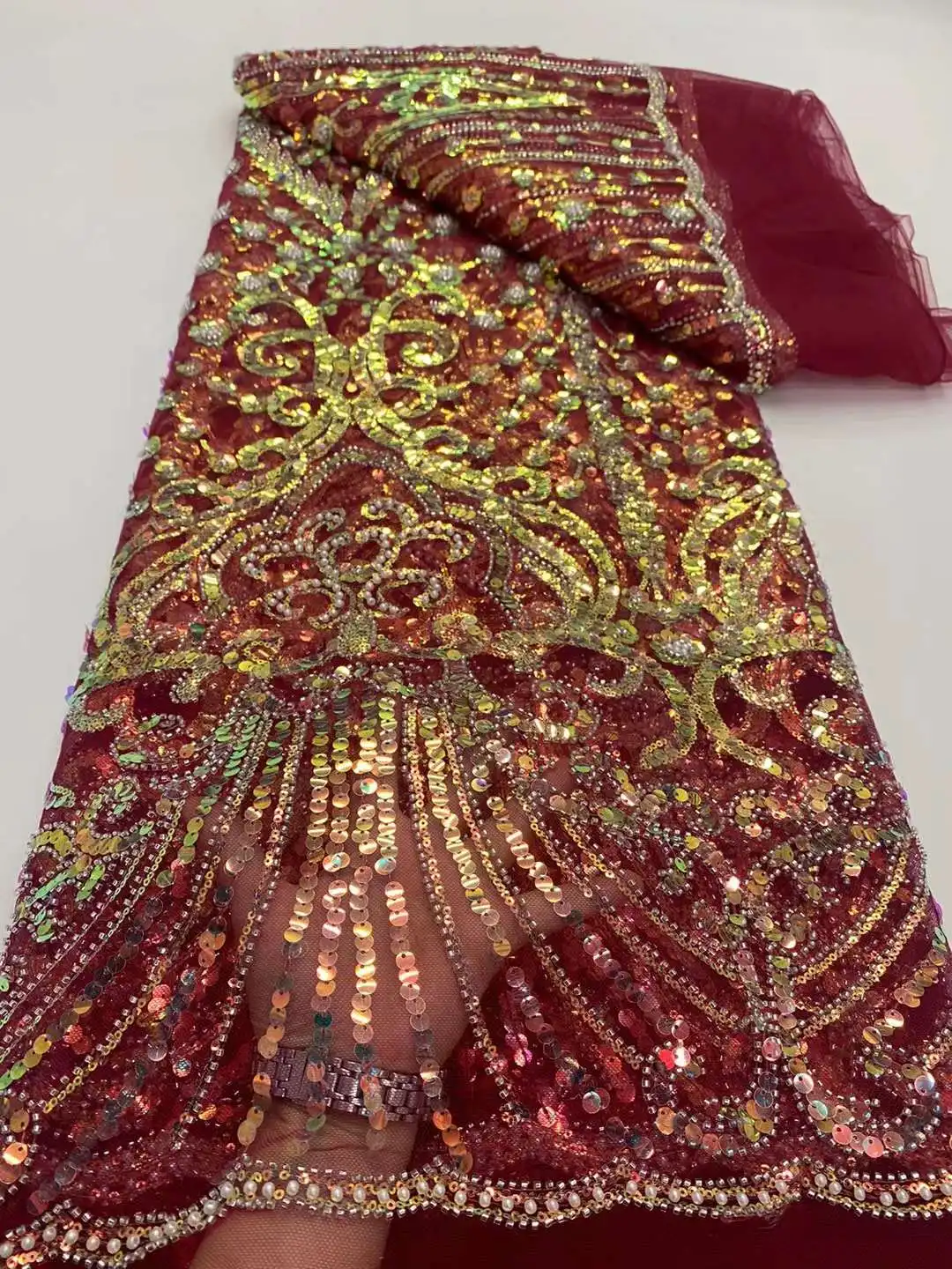 High Quality African Nigerian Tulle Lace Fabric BeadsSequins Embroidery French Wedding Party Dress Beaded 5Yards DP
High Quality African Nigerian Tulle Lace Fabric BeadsSequins Embroidery French Wedding Party Dress Beaded 5Yards DP