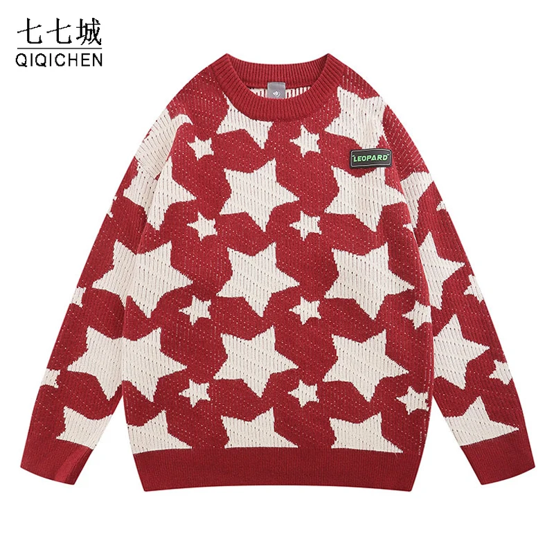 Autumn Sweater Men Women Star Full Print Jacquard Crew Neck Knitted Pullover Korean Harajuku Casual Loose Jumpers Streetwear New
Autumn Sweater Men Women Star Full Print Jacquard Crew Neck Knitted Pullover Korean Harajuku Casual Loose Jumpers Streetwear New