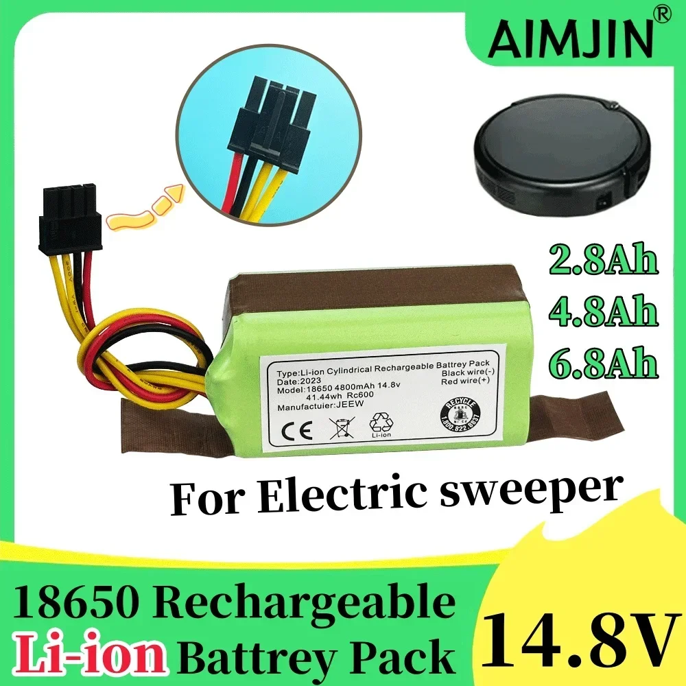 14.8V Li-ion 2.8/4.8/6.8ah Cylindrical Replacement Battery Pack 18650 41.44wh Robot Vacuum Cleaner Battery for Rc600
14.8V Li-ion 2.8/4.8/6.8ah Cylindrical Replacement Battery Pack 18650 41.44wh Robot Vacuum Cleaner Battery for Rc600