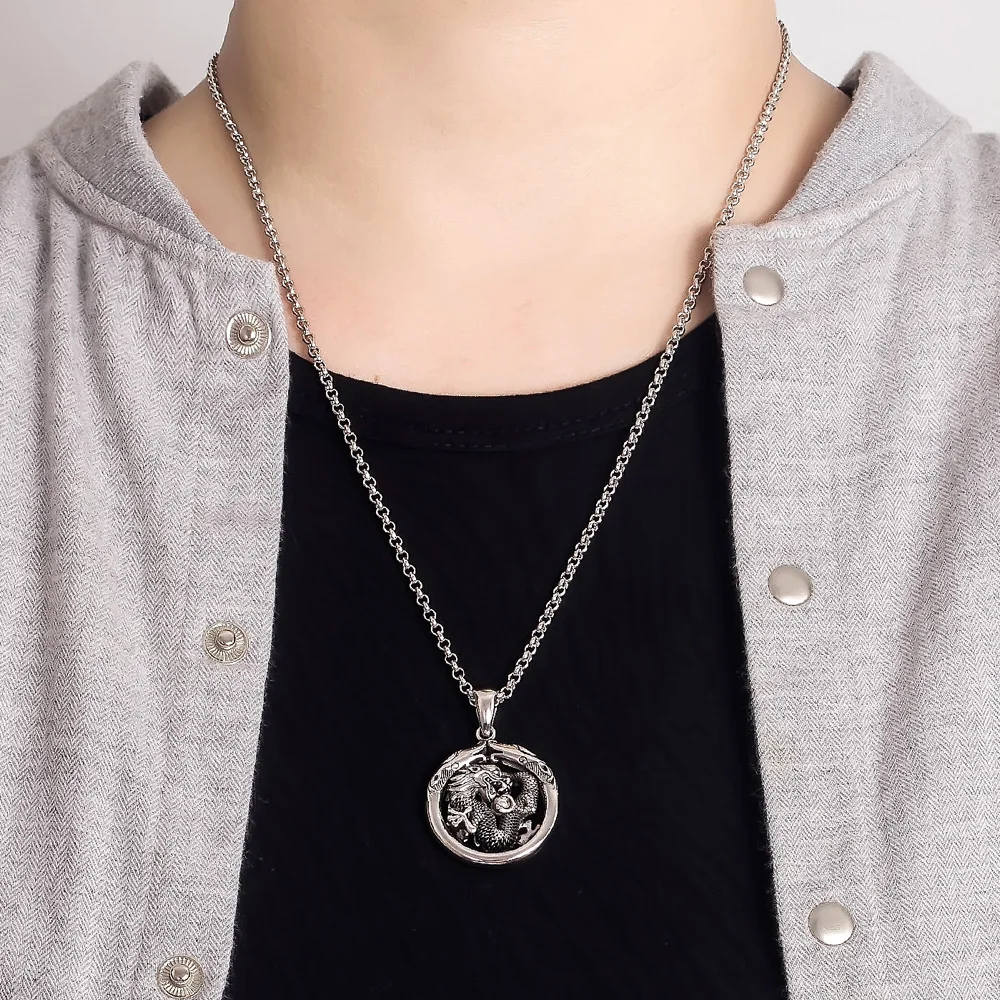 Vintage Dragon Circle Pendant for Men 925 Sterling Silver Retro Classic Solid Silver Chain Amulet Fine Craft Jewelry
Vintage Dragon Circle Pendant for Men 925 Sterling Silver Retro Classic Solid Silver Chain Amulet Fine Craft Jewelry