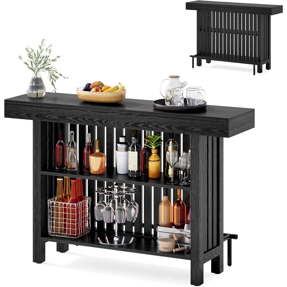 63-Inch Home Bar Table, 2-Tier Storage Shelf Mini Bar Unit, Kitchen Pub Table, Small Indoor Bar Counter, Black
63-Inch Home Bar Table, 2-Tier Storage Shelf Mini Bar Unit, Kitchen Pub Table, Small Indoor Bar Counter, Black