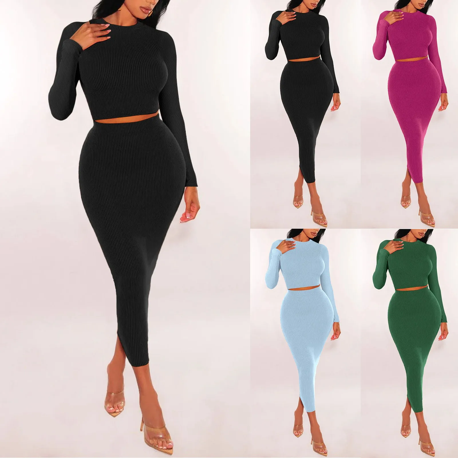 Fashion Casual Slim Suits 2024 New Knitted Two Piece Set Autumn Winter Elegant Long Sleeve Black Top Skirt Outfits Sets
Fashion Casual Slim Suits 2024 New Knitted Two Piece Set Autumn Winter Elegant Long Sleeve Black Top Skirt Outfits Sets