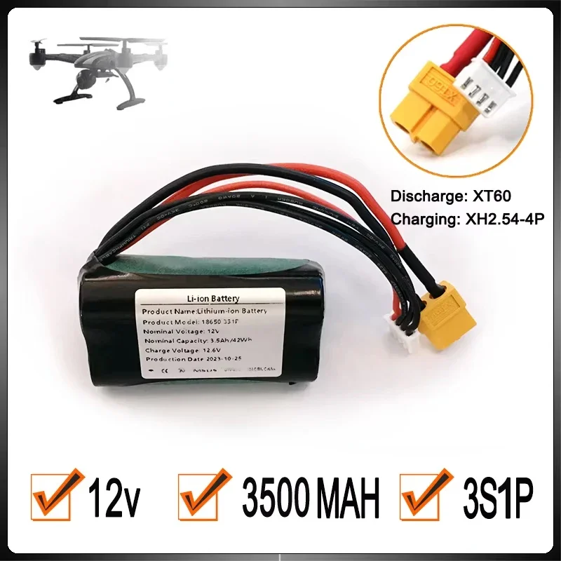 12V 3500mAh Rechargeable Li-ion Battery 3.5Ah 3S1P 42Wh for Various RC Airplane Quadrotor, Connector XH2.54+XT60
12V 3500mAh Rechargeable Li-ion Battery 3.5Ah 3S1P 42Wh for Various RC Airplane Quadrotor, Connector XH2.54+XT60