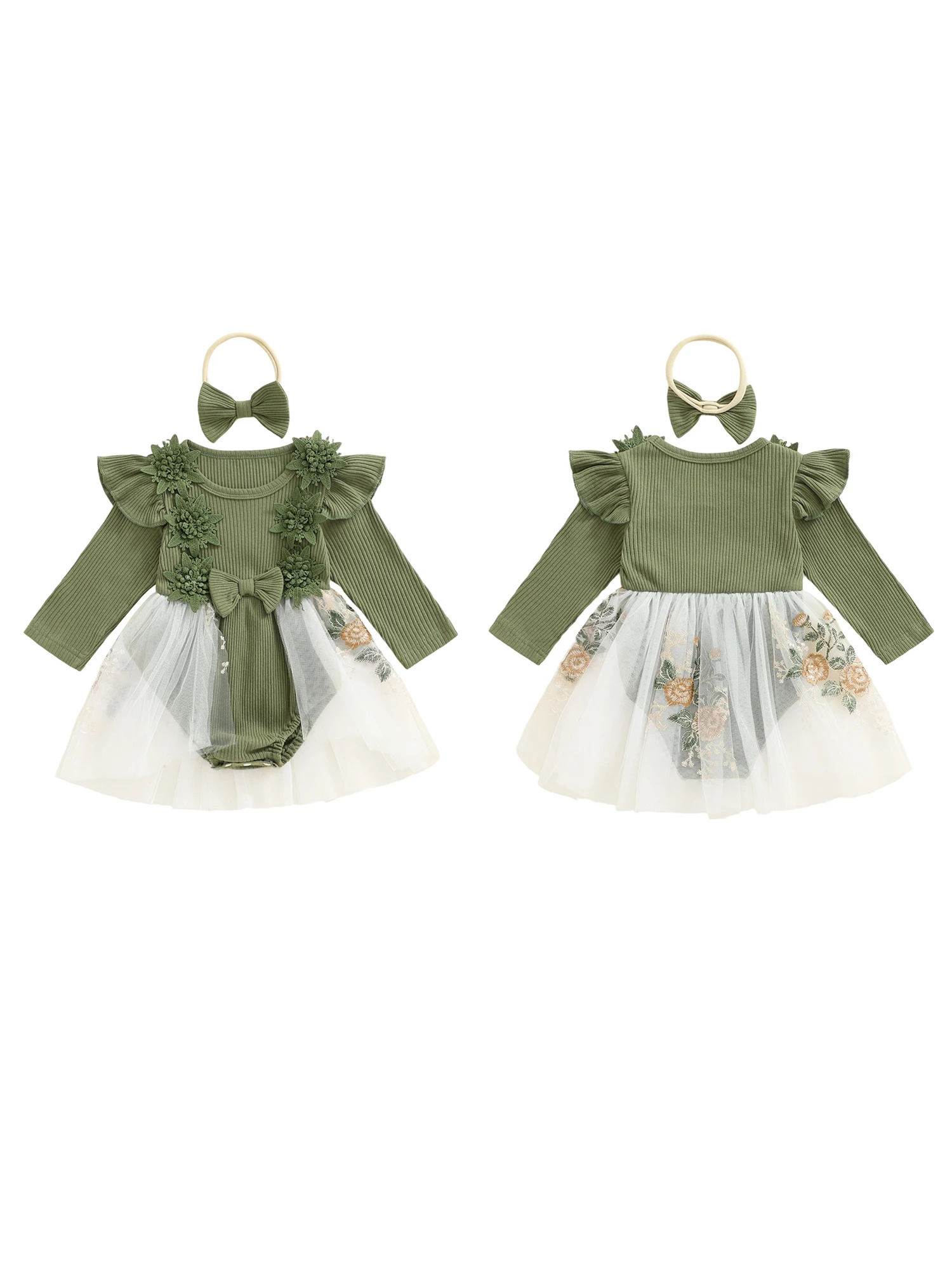 Newborn Baby Girl Floral Romper Dress Set with Ruffle Sleeves and Matching Bow Headband - Adorable Infant Outfit
Newborn Baby Girl Floral Romper Dress Set with Ruffle Sleeves and Matching Bow Headband - Adorable Infant Outfit