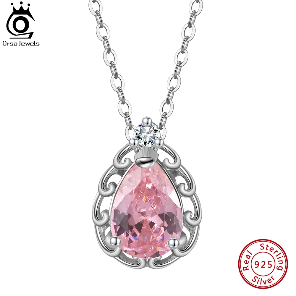 ORSA JEWELS Elegant Water Drop 5A Pink CZ Pendant 925 Sterling Silver Faux Diamond Zircon Necklace for Women Party Jewelry LZN09
ORSA JEWELS Elegant Water Drop 5A Pink CZ Pendant 925 Sterling Silver Faux Diamond Zircon Necklace for Women Party Jewelry LZN09