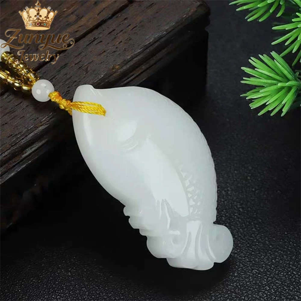 Goldfish Pendant Carved From Natural Mutton Fat And White Jade Luxury Quality Jewelry Fashion Jewelry Exquisite Charms Popular
Goldfish Pendant Carved From Natural Mutton Fat And White Jade Luxury Quality Jewelry Fashion Jewelry Exquisite Charms Popular