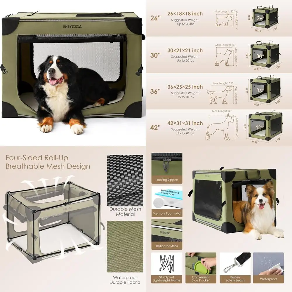 Portable 42-Inch Foldable Dog Crate for Extra Large Dogs: Travel-Friendly Soft Pet Kennel with Four-Door Mesh Access
Portable 42-Inch Foldable Dog Crate for Extra Large Dogs: Travel-Friendly Soft Pet Kennel with Four-Door Mesh Access