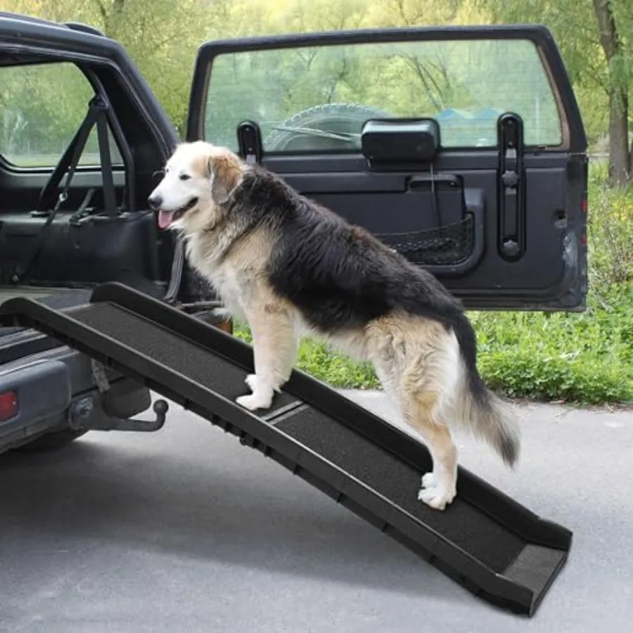 Portable pet ramp for SUVs and cars, aluminum alloy, black, lightweight with non-skid surface and easy folding storage
Portable pet ramp for SUVs and cars, aluminum alloy, black, lightweight with non-skid surface and easy folding storage