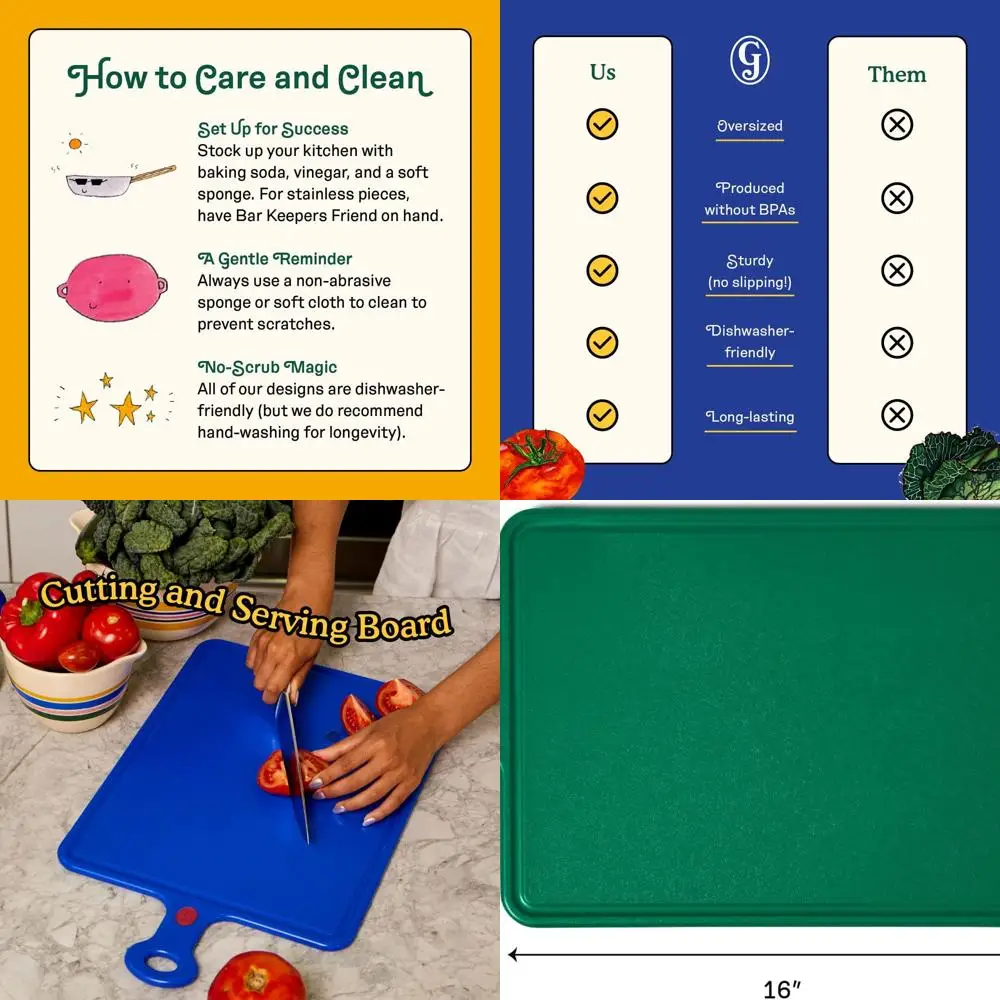 Reversible Prep and Serve Cutting Board - Oversize 12x16 Inches, Juice Groove, Lightweight, BPA-Free, Knife-Friendly, Dishwasher
Reversible Prep and Serve Cutting Board - Oversize 12x16 Inches, Juice Groove, Lightweight, BPA-Free, Knife-Friendly, Dishwasher
