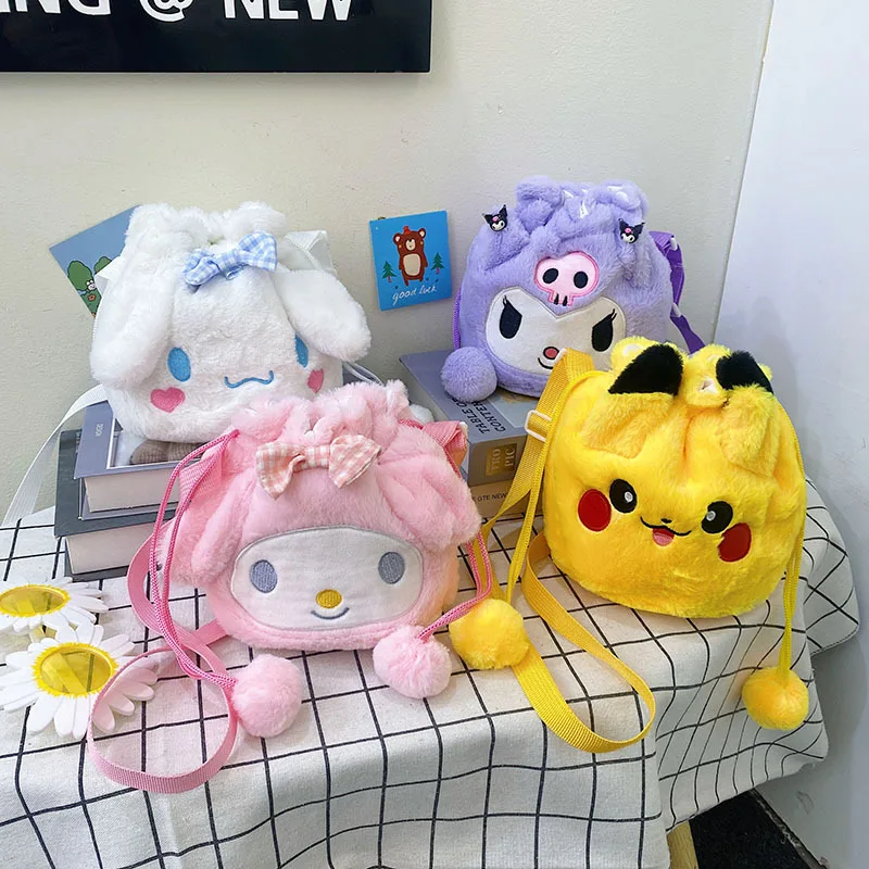 Cute Cartoon Pikachu Sanrio Plush Drawstring Bucket Bag Fashion Oblique Cross Shoulder Bag Portable Storage Bag for Kids Girls
Cute Cartoon Pikachu Sanrio Plush Drawstring Bucket Bag Fashion Oblique Cross Shoulder Bag Portable Storage Bag for Kids Girls