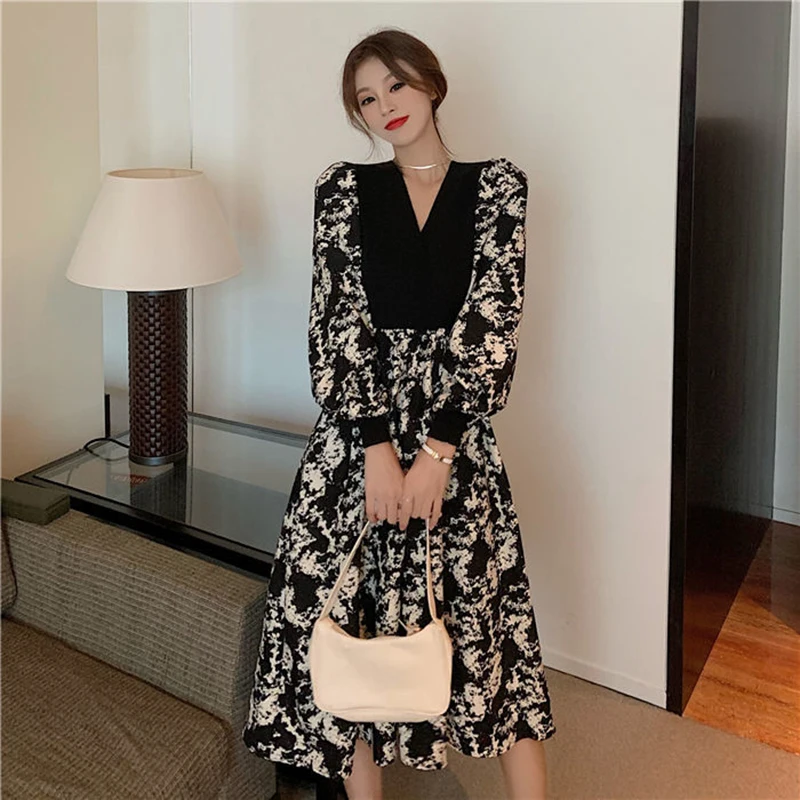2022 Trend Oversized Women Clothing Long Sleeve Floral Dress Spliced Fake Two Fashion Elegant Lady Birthday Party Outfits Black
2022 Trend Oversized Women Clothing Long Sleeve Floral Dress Spliced Fake Two Fashion Elegant Lady Birthday Party Outfits Black