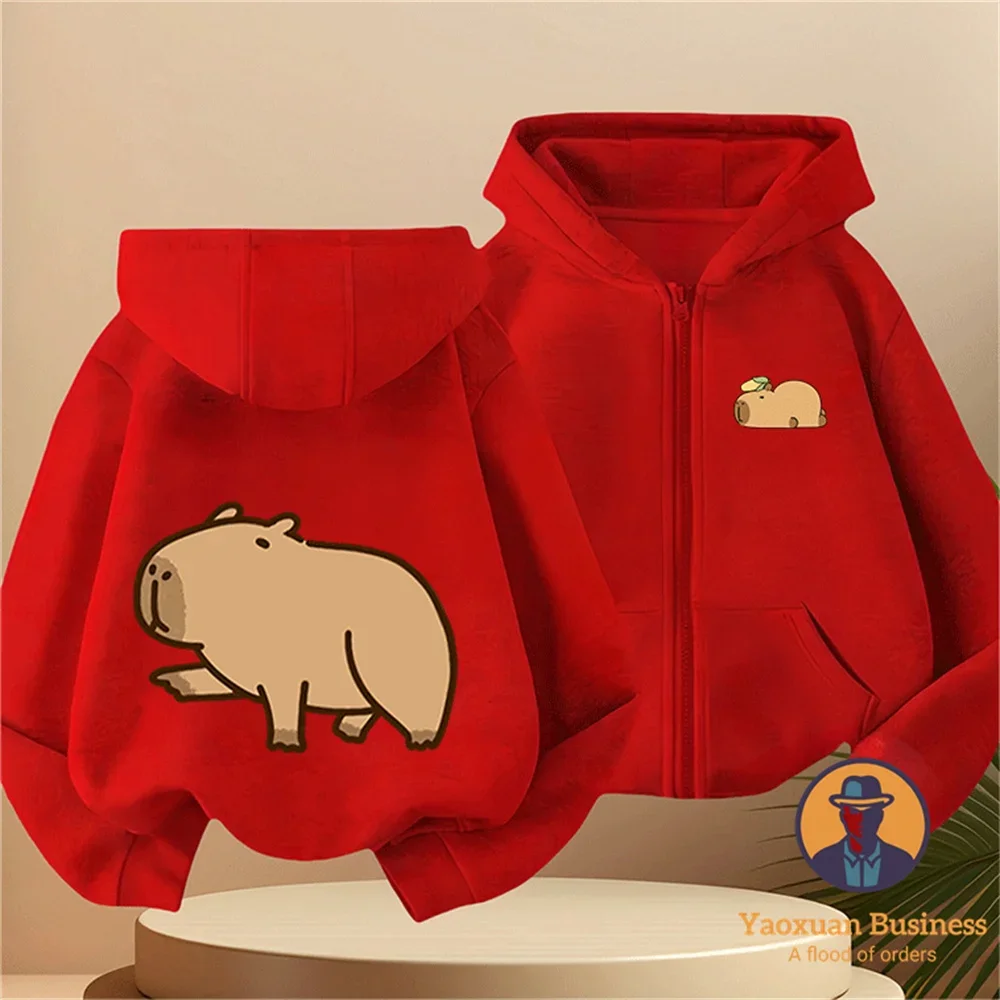 Stylish Leisure Boys Girls Kidswear 2D Capybara Cartoon Zip Up Hoodie Pure Cotton Autumn Winter Warm Wear
Stylish Leisure Boys Girls Kidswear 2D Capybara Cartoon Zip Up Hoodie Pure Cotton Autumn Winter Warm Wear