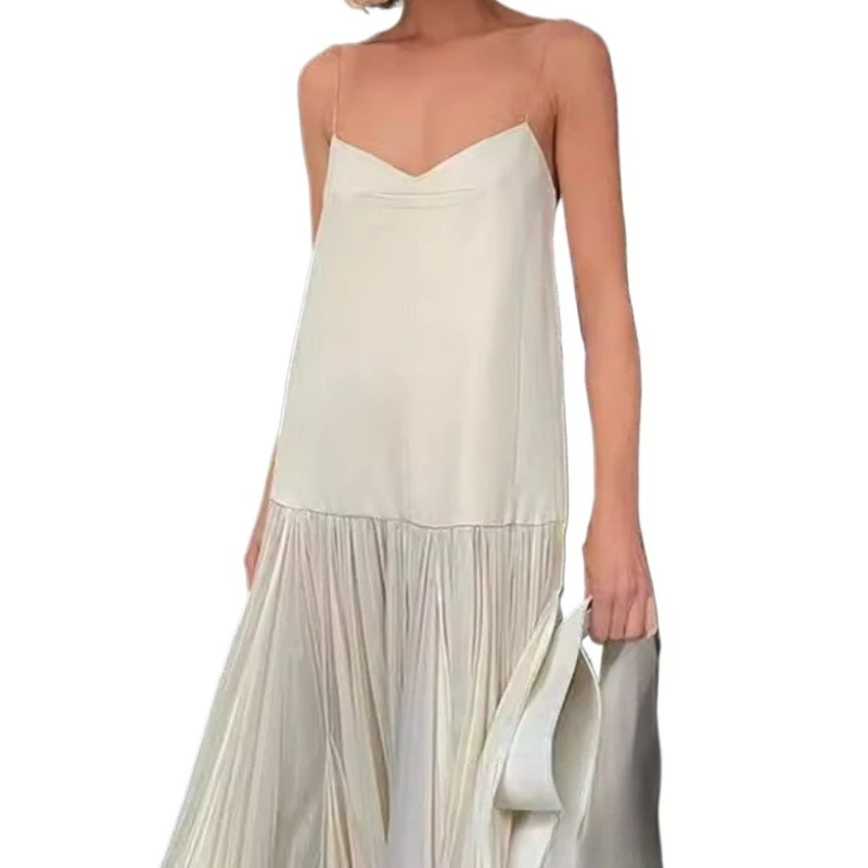 Fashion Pleated Patchwork Long Dress Women Sexy Off Shoulder Suspender Dresses Elegant Temperament Beach Vocation Female Robes
Fashion Pleated Patchwork Long Dress Women Sexy Off Shoulder Suspender Dresses Elegant Temperament Beach Vocation Female Robes