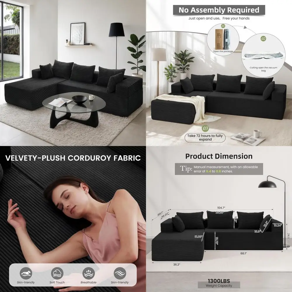 Modern Oversized L-Shape Sectional Sofa for Living Room, Upholstered Couch with Sleeper, Boneless Design, Comfortable Seating Op
Modern Oversized L-Shape Sectional Sofa for Living Room, Upholstered Couch with Sleeper, Boneless Design, Comfortable Seating Op