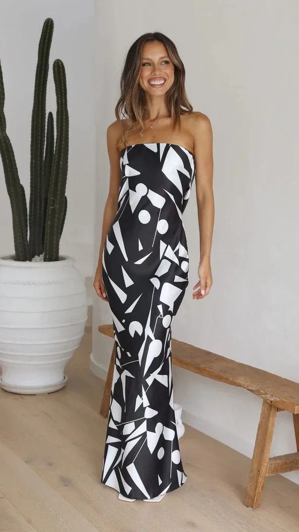Black White Print Slim Tube Top Dresses Women Sexy Backless Package Hip Bodycon Party Long Dress Trendy Lady Sleeveless Vestidos
Black White Print Slim Tube Top Dresses Women Sexy Backless Package Hip Bodycon Party Long Dress Trendy Lady Sleeveless Vestidos