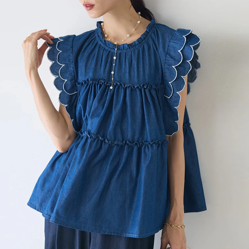 New Heavyweight Waed Denim irt Doll Top Faionable Women's High-end Jeans Upper Body Polyester Fiber 00% Original Design
New Heavyweight Waed Denim irt Doll Top Faionable Women's High-end Jeans Upper Body Polyester Fiber 00% Original Design