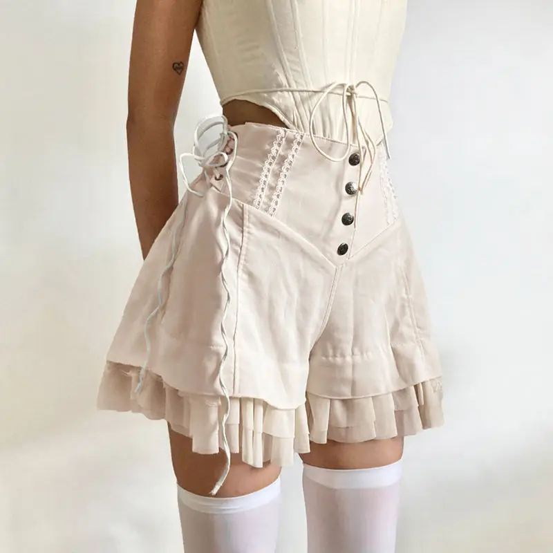 Vintage Flounce Sweet Girl Woven Shorts Personalized Straps Slim Waist Loose Casual Women Shorts Fashion High Waisted Y2k Shorts
Vintage Flounce Sweet Girl Woven Shorts Personalized Straps Slim Waist Loose Casual Women Shorts Fashion High Waisted Y2k Shorts