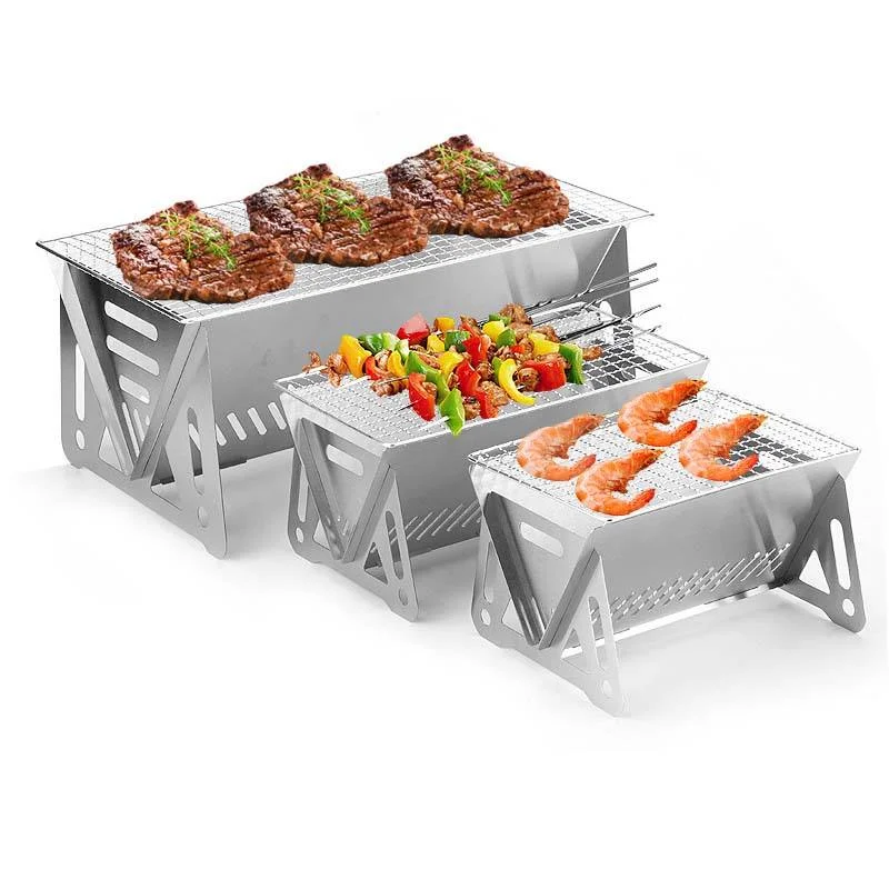 Портативный кемпинговый гриль-барбекю из нержавеющей стали, складная дровяная печь для приготовления пищи на открытом воздухе, пикника, пеших прогулок, использования на пляже и в саду 
Портативный кемпинговый гриль-барбекю из нержавеющей стали, складная дровяная печь для приготовления пищи на открытом воздухе, пикника, пеших прогулок, использования на пляже и в саду