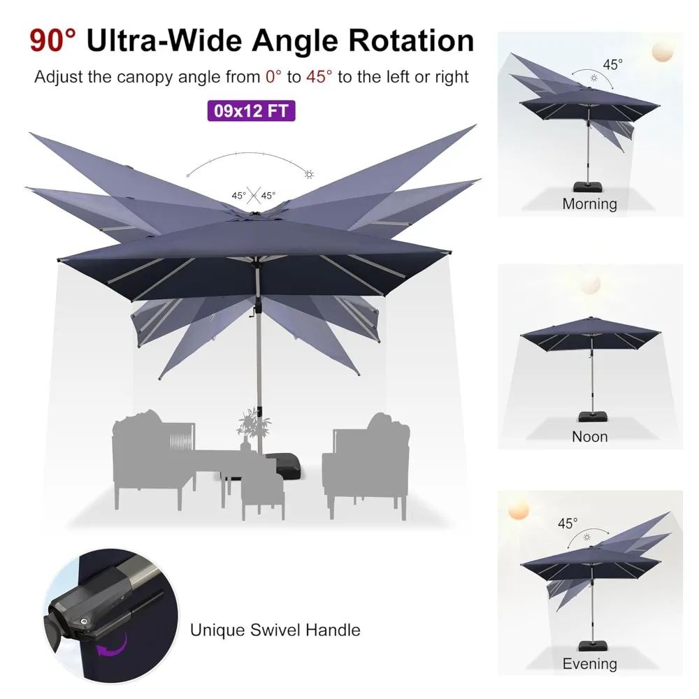 9' X 12' Left-right Tilting Patio Umbrella Outdoor Swivel Cantilever Umbrella Aluminum Offset Umbrella with, Customized
9' X 12' Left-right Tilting Patio Umbrella Outdoor Swivel Cantilever Umbrella Aluminum Offset Umbrella with, Customized
