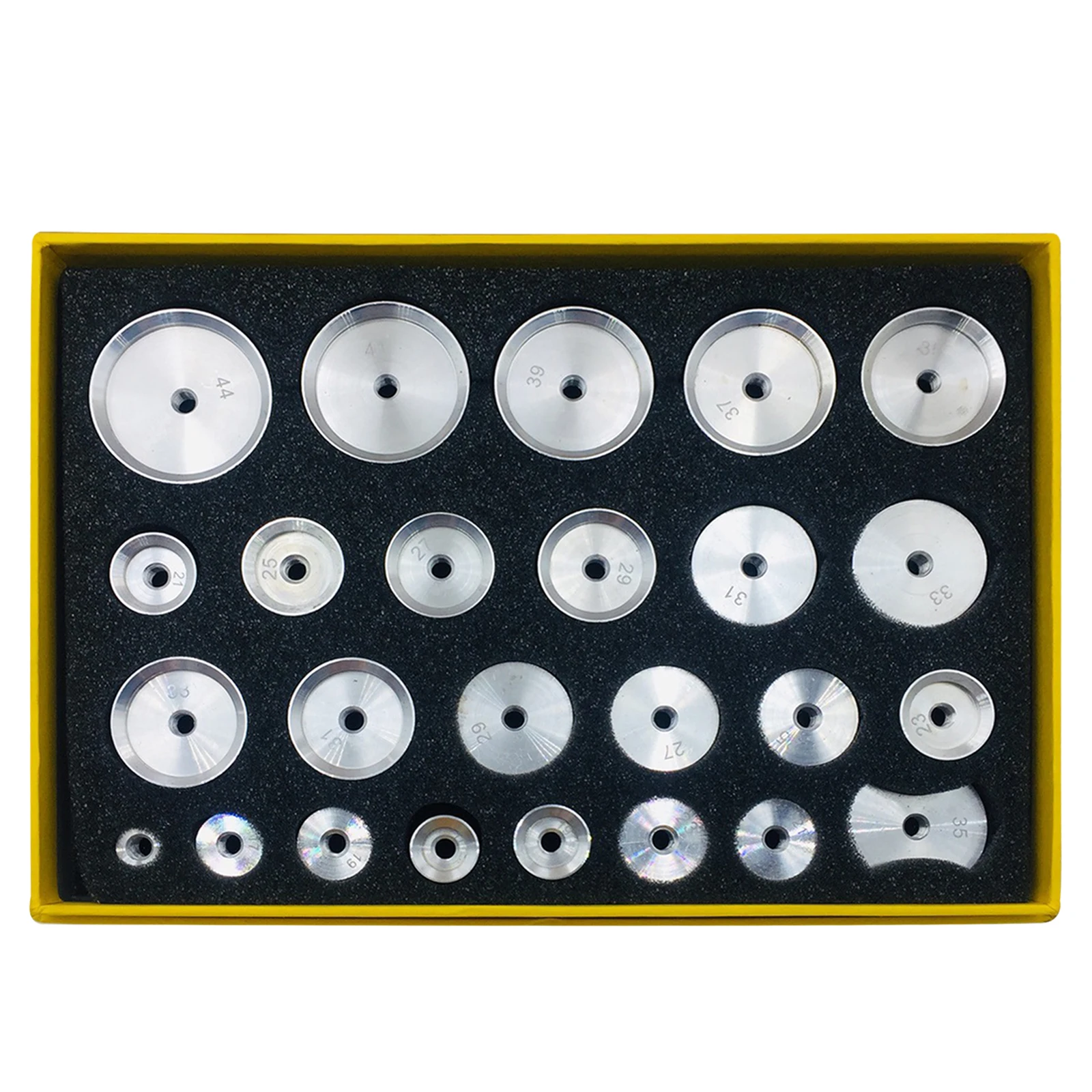 25Pcs/Set Assort Size Aluminum Alloy Watch Press Dies Watch Press Tools Accessories Aluminum Dies For Watch Back Case
25Pcs/Set Assort Size Aluminum Alloy Watch Press Dies Watch Press Tools Accessories Aluminum Dies For Watch Back Case
