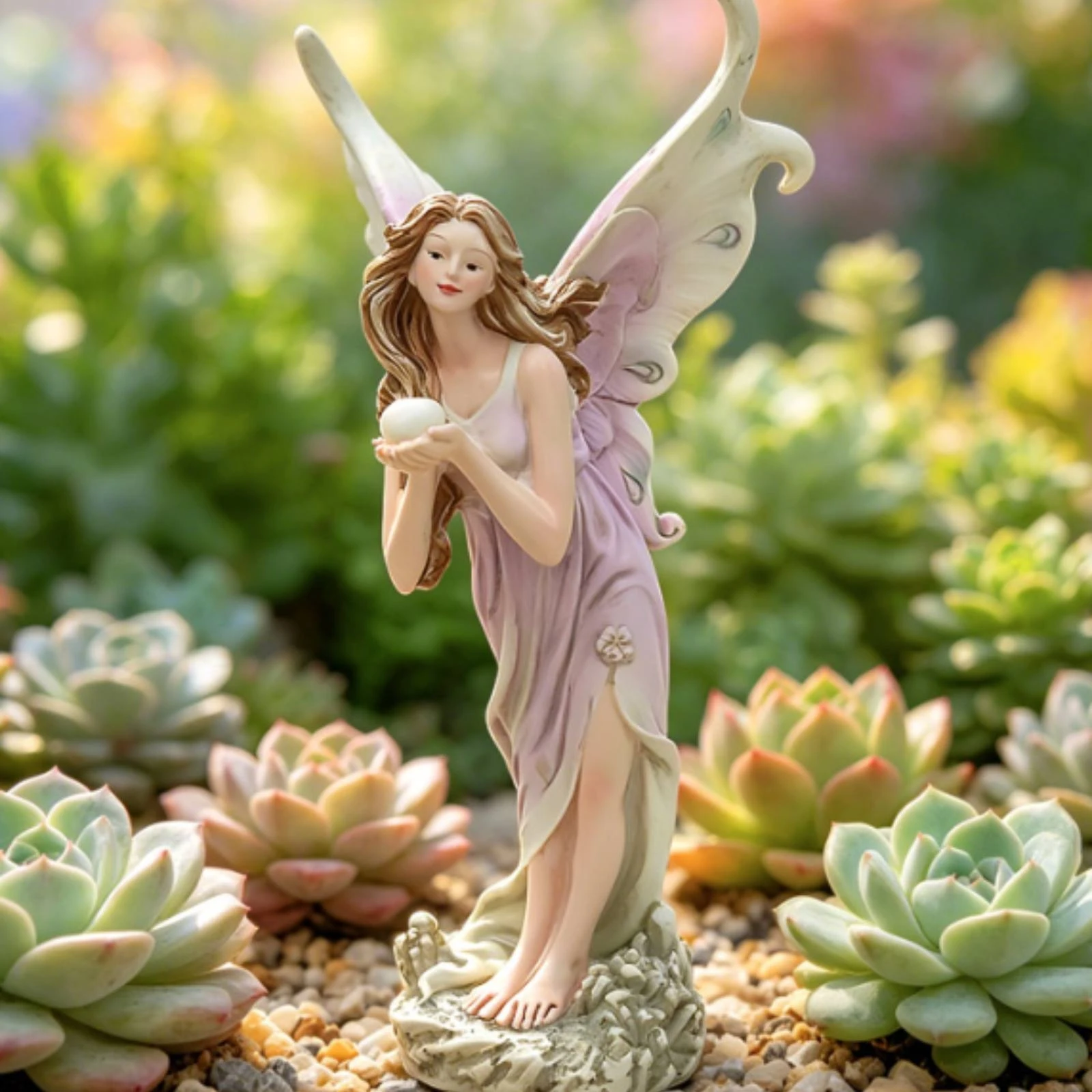 Winged Fairy Figurine Cream Finish Standing Fairy Statue Garden Decor Butterfly Wings Rocky Base for Miniature Landscape
Winged Fairy Figurine Cream Finish Standing Fairy Statue Garden Decor Butterfly Wings Rocky Base for Miniature Landscape