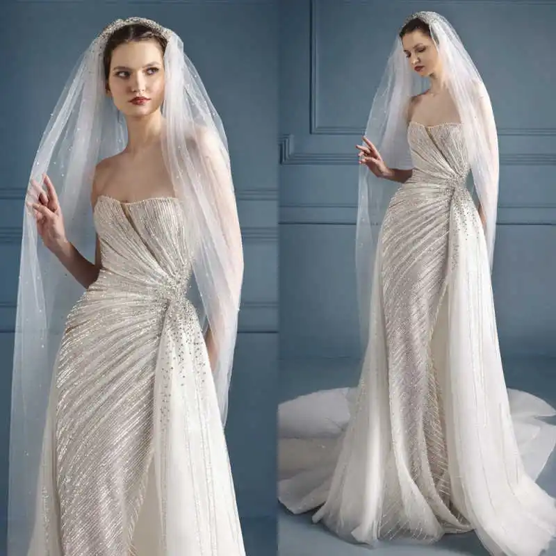 Luxury Mermaid Gown Wedding Dresses Sequined Lace Evening Dresses Special Occasion Gowns Vestido De Noiva Customized
Luxury Mermaid Gown Wedding Dresses Sequined Lace Evening Dresses Special Occasion Gowns Vestido De Noiva Customized