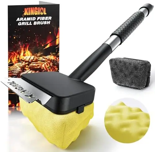 Bristle-Free Grill Brush with Scraper & 2 Heat-Resistant Heads – Yellow
Bristle-Free Grill Brush with Scraper & 2 Heat-Resistant Heads – Yellow