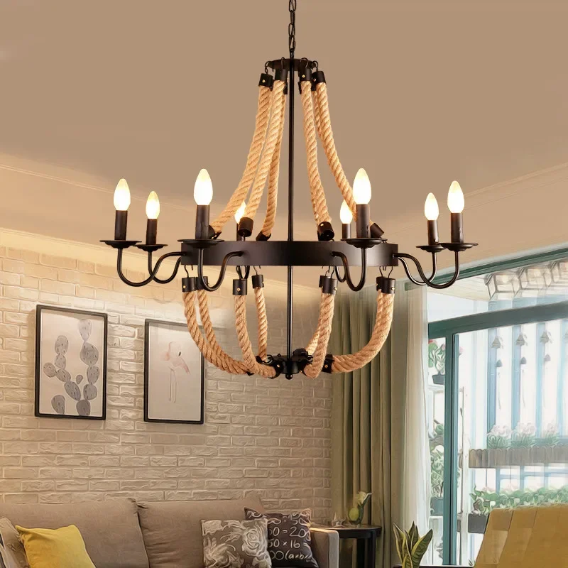American Hemp Rope Pendent Lamps Restaurant Cafe Vintage Chandelier Bar Clothing Store Creative Decorative Lamps
American Hemp Rope Pendent Lamps Restaurant Cafe Vintage Chandelier Bar Clothing Store Creative Decorative Lamps
