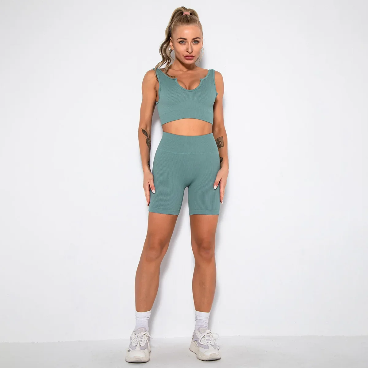 Ribbed 2 Pcs Shorts Set Women Yoga Suit Sportswear Pilates Fitness Clothes Training Clothing Women's Sports Set Workout Gym Wear
Ribbed 2 Pcs Shorts Set Women Yoga Suit Sportswear Pilates Fitness Clothes Training Clothing Women's Sports Set Workout Gym Wear