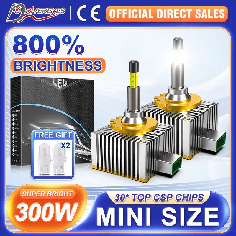 300W D1S D3S LED Headlights HID Canbus D2S D4S D1R D2R D3R 1:1 Size D Series Turbo LED 360 30pc CSP Chip 6500K Plug&Play 12V 24V
300W D1S D3S LED Headlights HID Canbus D2S D4S D1R D2R D3R 1:1 Size D Series Turbo LED 360 30pc CSP Chip 6500K Plug&Play 12V 24V