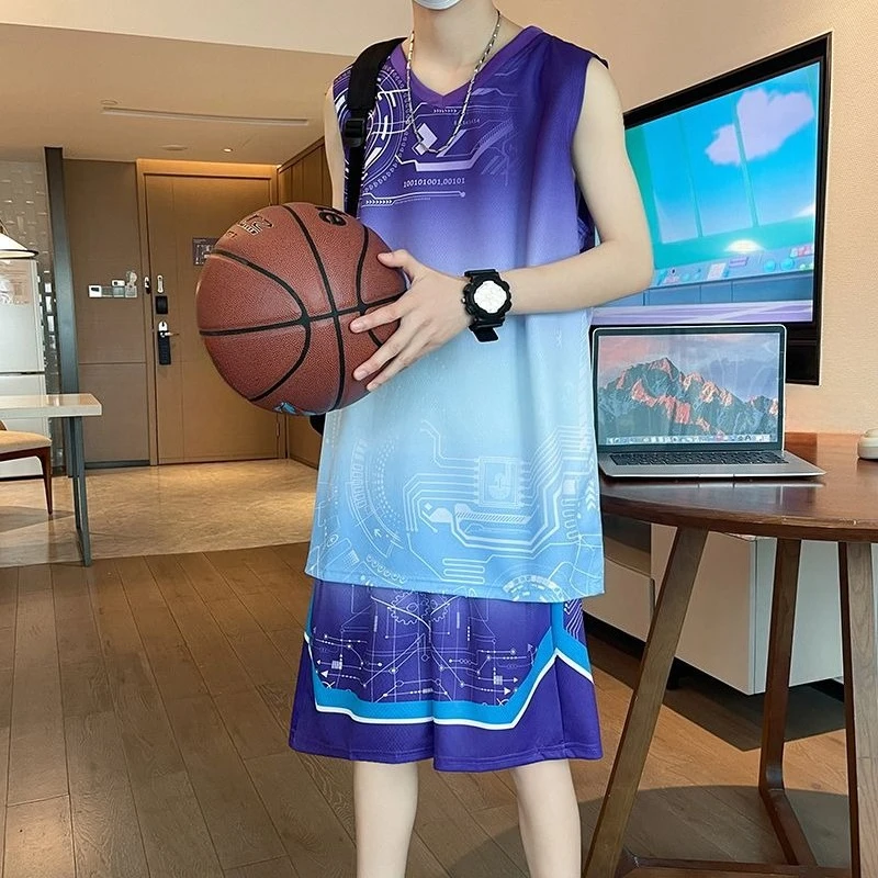 Men's Summer Ice Silk Basketball Suit Sleeveless Tank Top Shorts Set Quick Dry Athletic Sports Gym Training Outfit
Men's Summer Ice Silk Basketball Suit Sleeveless Tank Top Shorts Set Quick Dry Athletic Sports Gym Training Outfit