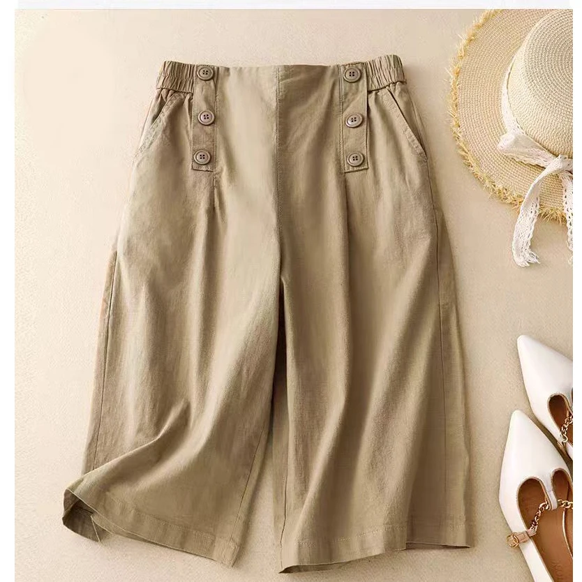 Cotton Workwear Casual Mid-length Pants Women's Summer New Korean Style High Waist Straight Loose Large Size Elegant Capri Pants
Cotton Workwear Casual Mid-length Pants Women's Summer New Korean Style High Waist Straight Loose Large Size Elegant Capri Pants