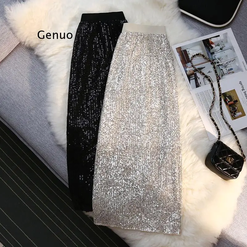 Skirts Womens High Waist Glittering A-line Elegant Sequins Long Skirt Female Falda Long Summer Stylish Elastic Split Midi Skirt
Skirts Womens High Waist Glittering A-line Elegant Sequins Long Skirt Female Falda Long Summer Stylish Elastic Split Midi Skirt