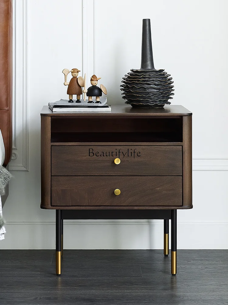 Nordic retro bedside table solid wood medieval small apartment walnut color small cabinet
Nordic retro bedside table solid wood medieval small apartment walnut color small cabinet