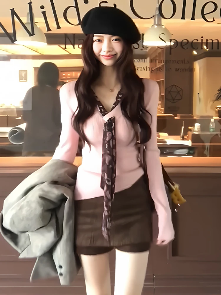 Женский свитер с бантом в горошек, мягкий, уютный, модный, облегающий, вязаный топ в корейском стиле, длинный рукав, V-образный вырез
Женский свитер с бантом в горошек, мягкий, уютный, модный, облегающий, вязаный топ в корейском стиле, длинный рукав, V-образный вырез