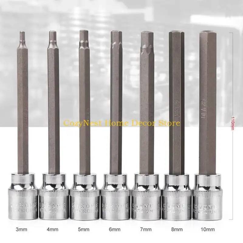 92MF 7 Pieces for Extra Long Bit Socket Set Torx Bit Set Metric Chrome Vanadium Steel Bits 3/8" Drive 3mm -10mm Durable
92MF 7 Pieces for Extra Long Bit Socket Set Torx Bit Set Metric Chrome Vanadium Steel Bits 3/8" Drive 3mm -10mm Durable