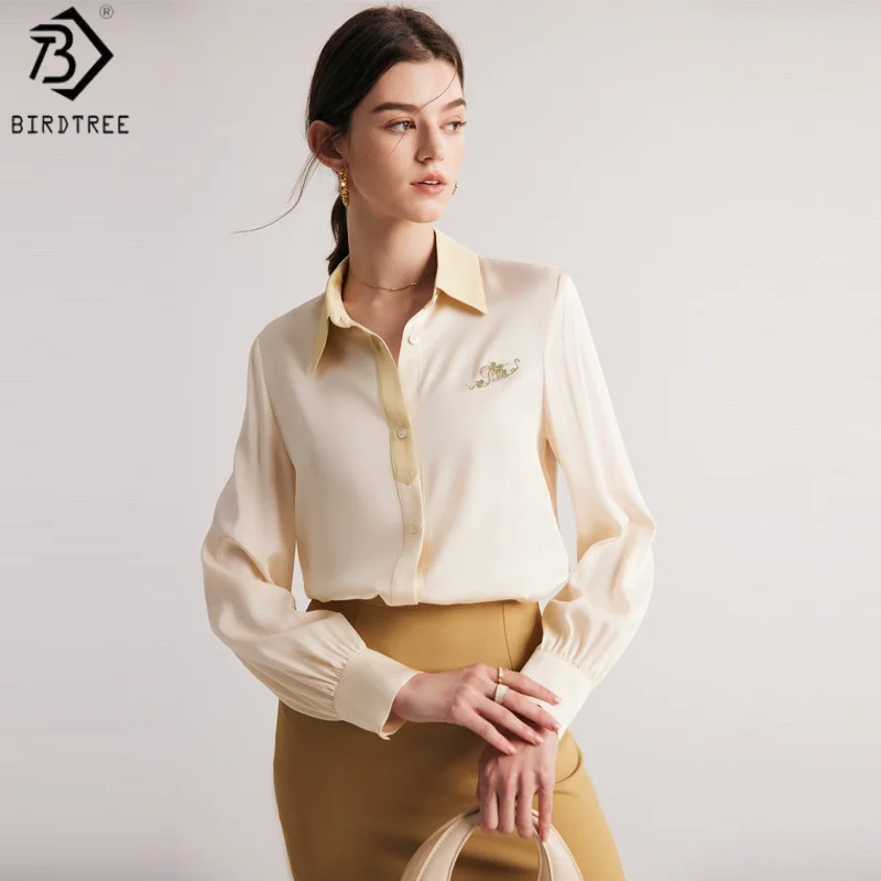 Блузка Birdtree, 90% натуральный шелк, 10% спандекс, женская, с вышивкой, с длинным рукавом, с отложным воротником, в деловом стиле, новая модель 2026 года, T61519JF
Блузка Birdtree, 90% натуральный шелк, 10% спандекс, женская, с вышивкой, с длинным рукавом, с отложным воротником, в деловом стиле, новая модель 2026 года, T61519JF