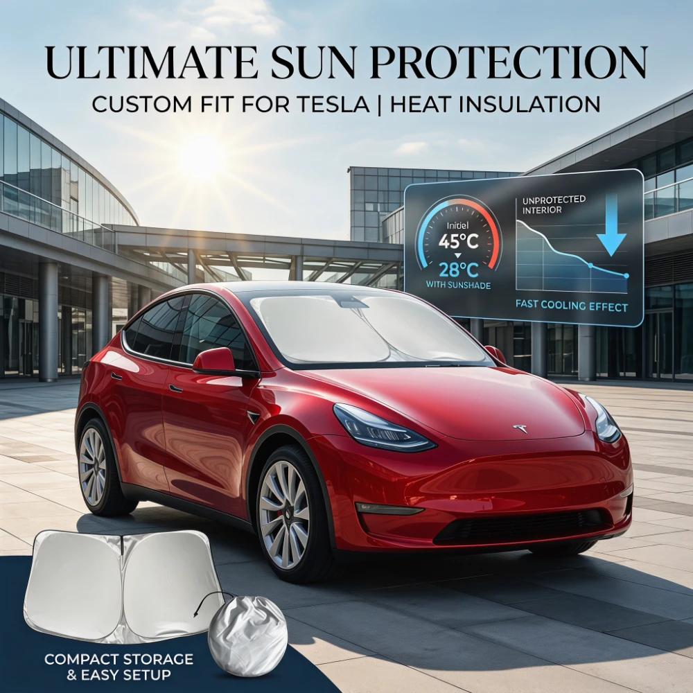 Folding Windshield Sun Shade for Tesla Model Y 3 2017-2025 Strong UV Heat Block Sun Visor Accessories
Folding Windshield Sun Shade for Tesla Model Y 3 2017-2025 Strong UV Heat Block Sun Visor Accessories