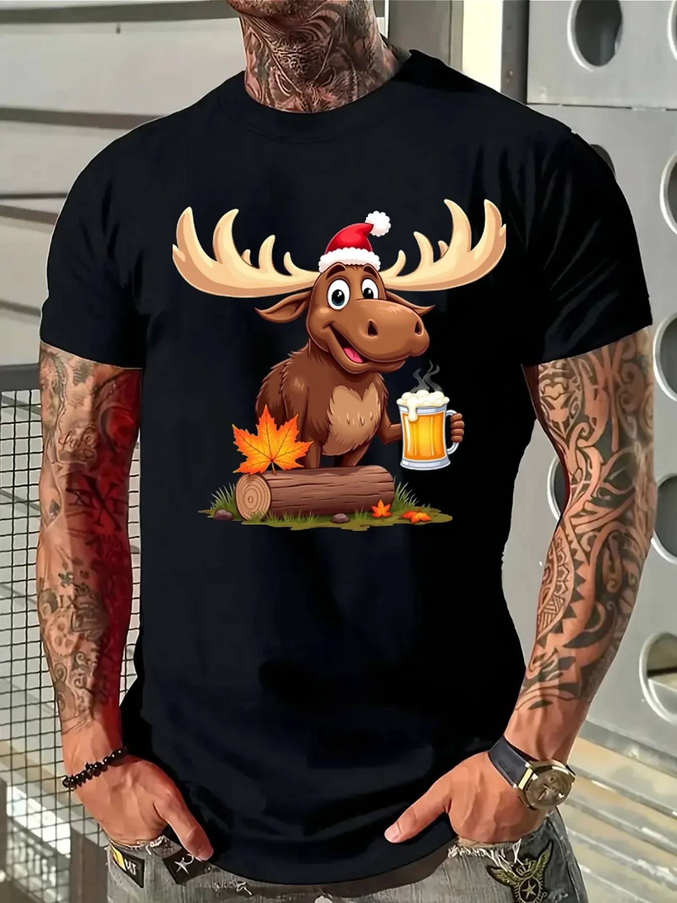 Cartoon Elk Print Men's T-Shirts Casual O-neck Loose Short Sleeve Tops New Year Party Christmas Tees Fashion Men X'mas Clothing 
Cartoon Elk Print Men's T-Shirts Casual O-neck Loose Short Sleeve Tops New Year Party Christmas Tees Fashion Men X'mas Clothing
