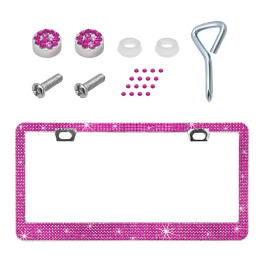 Car License Plate Frame, Sparkling Stainless Steel Auto License Plate Frame with Rhinestones, Bling Diamond License Plate Holde
Car License Plate Frame, Sparkling Stainless Steel Auto License Plate Frame with Rhinestones, Bling Diamond License Plate Holde