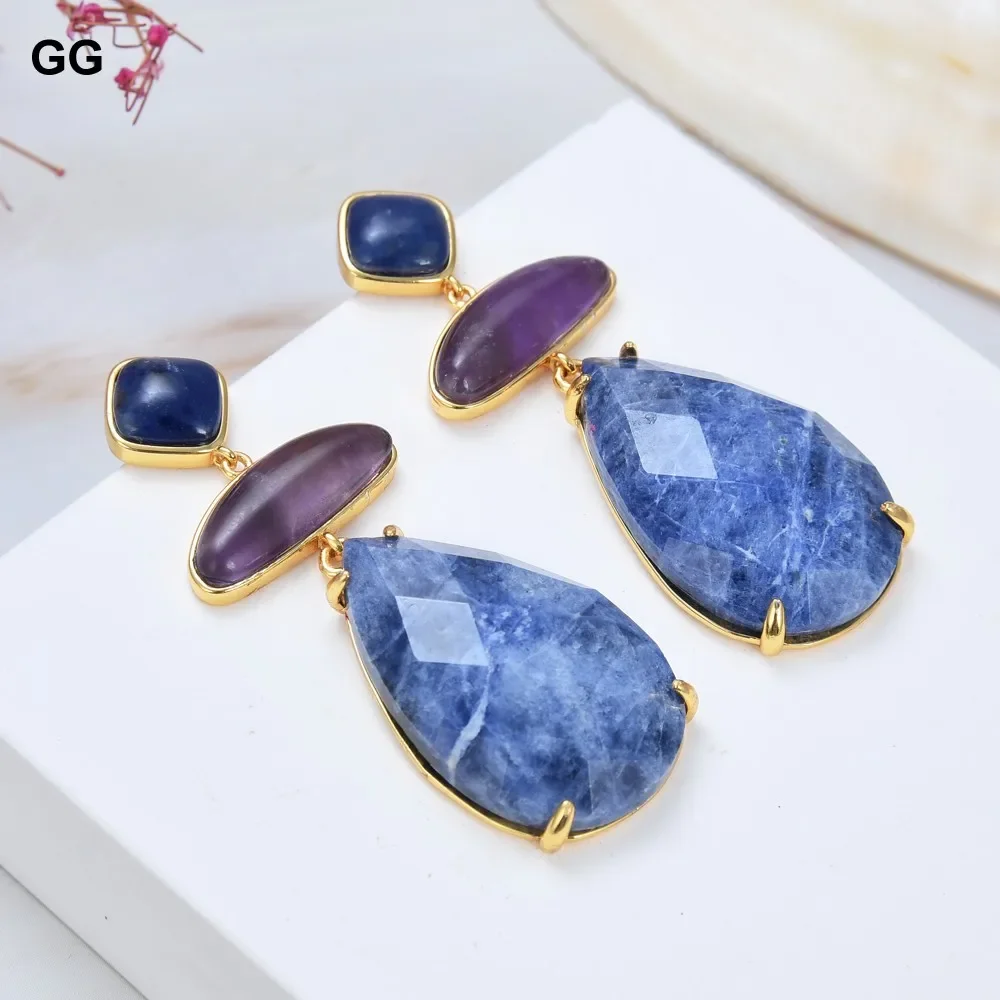 GG Natural Blue Sodalite Purple Amethyst Stud Earrings Classic For Women Lady Fashion Jewelry Gift
GG Natural Blue Sodalite Purple Amethyst Stud Earrings Classic For Women Lady Fashion Jewelry Gift