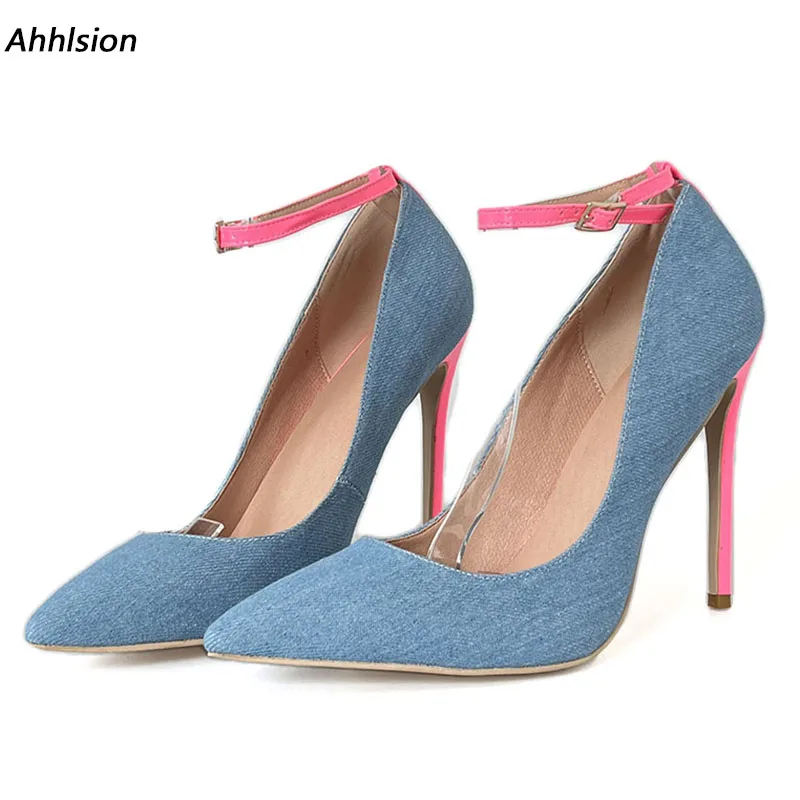 Ahhlsion Real Picturs Женские весенние туфли-лодочки Джинсовые туфли на тонком каблуке с острым носком Красивые белые туфли цвета фуксии для вечеринок Женские размеры США 5-15
Ahhlsion Real Picturs Женские весенние туфли-лодочки Джинсовые туфли на тонком каблуке с острым носком Красивые белые туфли цвета фуксии для вечеринок Женские размеры США 5-15
