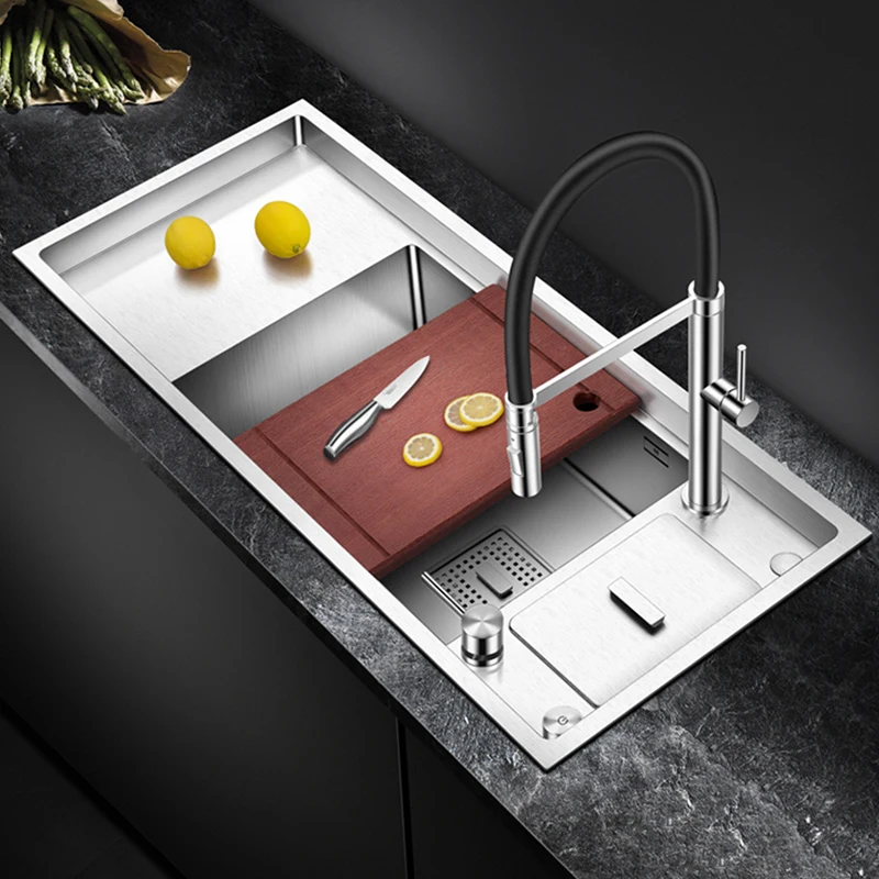 Large Size Handmade Kitchen Sink 304 Stainless Steel Brushed 4mm Thickness Sinks With Drain Plate And Trash Can Kitchen Sinks
Large Size Handmade Kitchen Sink 304 Stainless Steel Brushed 4mm Thickness Sinks With Drain Plate And Trash Can Kitchen Sinks