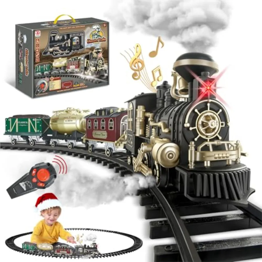 Remote Control Train Set for Ages 3-8: Electric Steam Toy Train with Smoke Lights Sound Plastic Tracks Red Blue Durable ABS Hol
Remote Control Train Set for Ages 3-8: Electric Steam Toy Train with Smoke Lights Sound Plastic Tracks Red Blue Durable ABS Hol