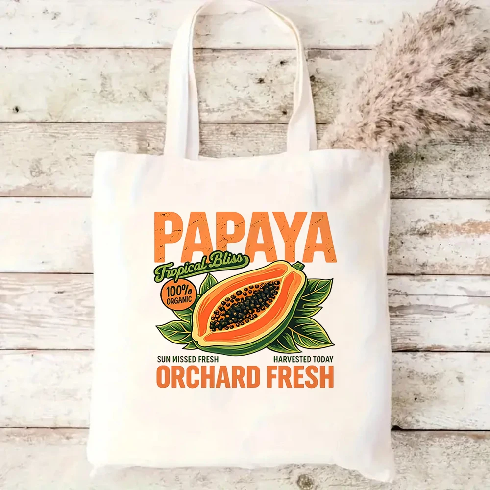 Vintage Papaya Canvas Tote Bag Tropical Fruit Printed Shoulder Handbag Orchard Fresh Large Capacity Casual Eco Reusable Shopper
Vintage Papaya Canvas Tote Bag Tropical Fruit Printed Shoulder Handbag Orchard Fresh Large Capacity Casual Eco Reusable Shopper