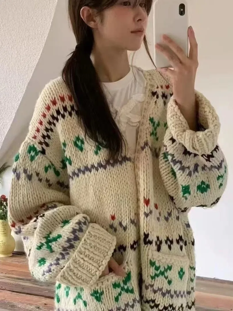 Handmade Thick Large Open Cardigan Coat Loose Whole Piece Korean Style Women's Sweater Cotton Long Sleeve V-Neck Warmth for A...
Handmade Thick Large Open Cardigan Coat Loose Whole Piece Korean Style Women's Sweater Cotton Long Sleeve V-Neck Warmth for A...