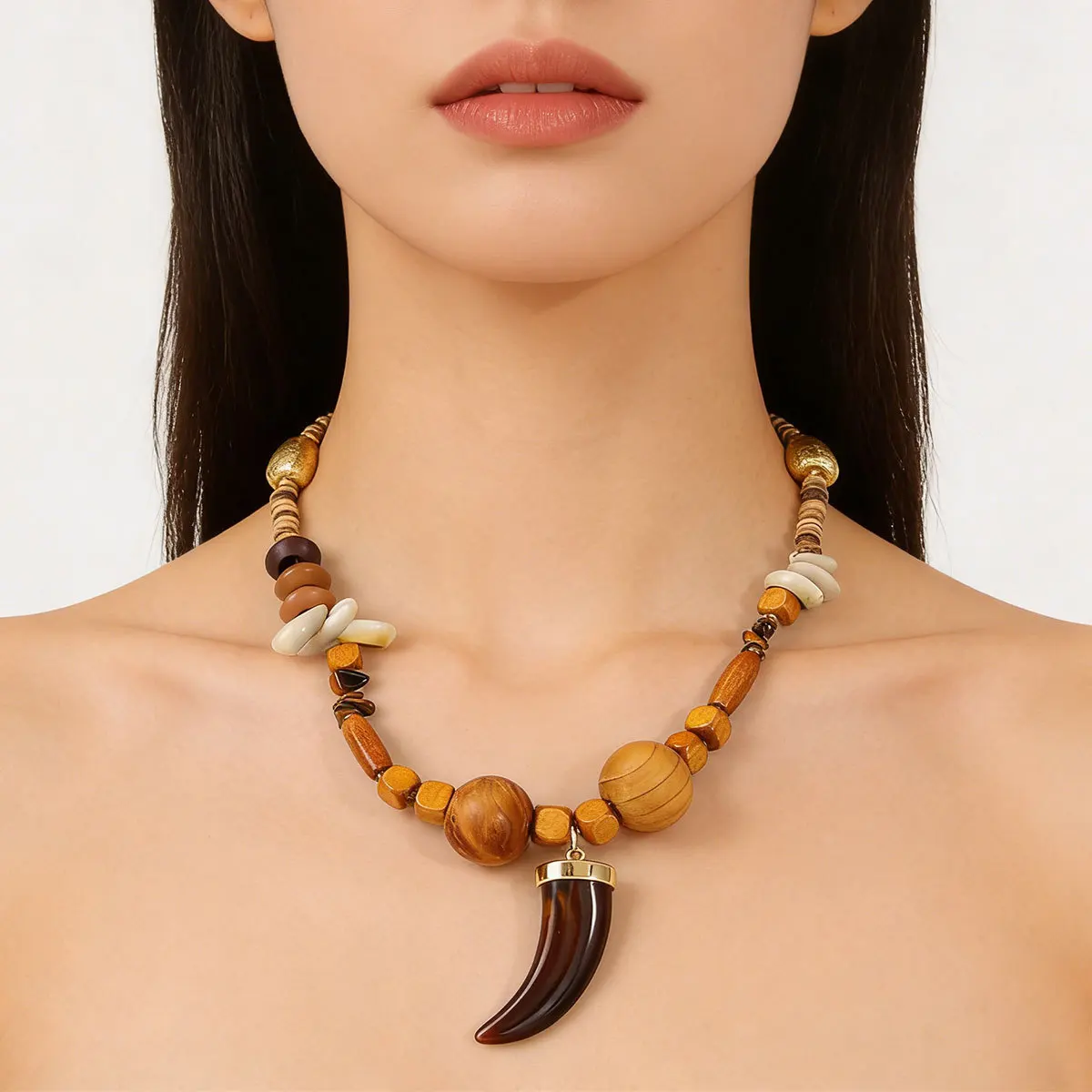 Retro Exotic Bohemian Necklace, Double Layer Wooden Bead Stackable Necklace, Fashion Delicate Jewelry Gift for Ladies
Retro Exotic Bohemian Necklace, Double Layer Wooden Bead Stackable Necklace, Fashion Delicate Jewelry Gift for Ladies