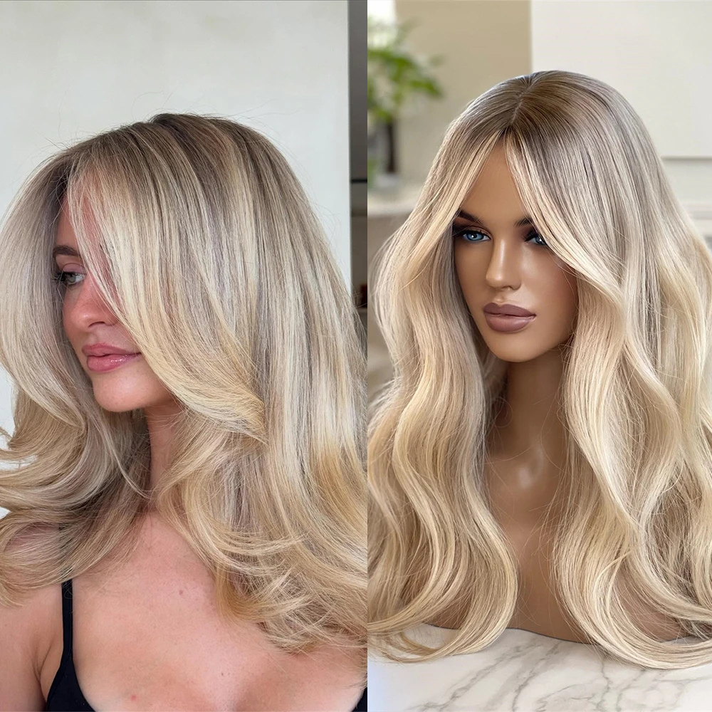 Ash Roots Lace Frontal Wig Synthetic Hair Creamy Blonde Highlights Wig 18" Layered Wavy Glueless for Party Cosplay Daily Wear
Ash Roots Lace Frontal Wig Synthetic Hair Creamy Blonde Highlights Wig 18" Layered Wavy Glueless for Party Cosplay Daily Wear