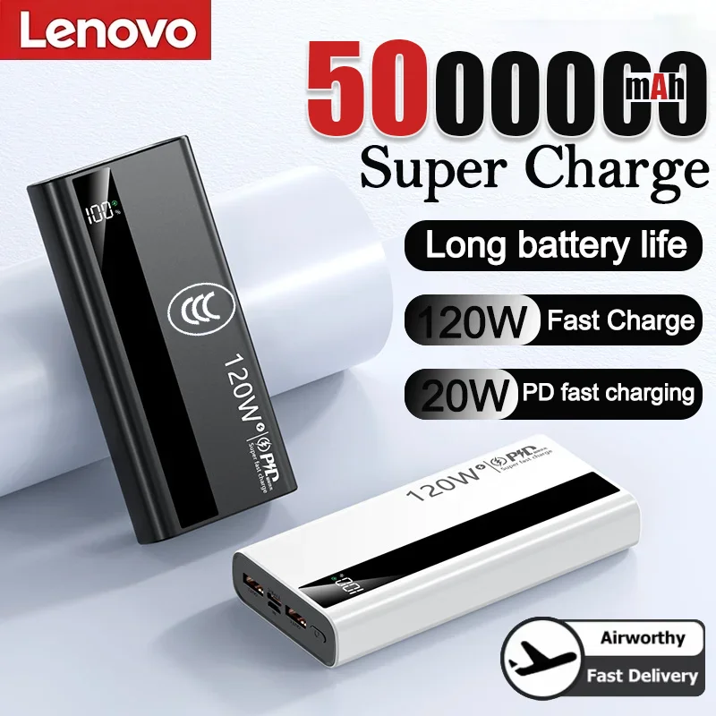 Lenovo 2026 New 500000mAh High Capacity 3C Power Bank 120W Super Fast Charging Portable LED Display Powerbank For iPhone Samsung
Lenovo 2026 New 500000mAh High Capacity 3C Power Bank 120W Super Fast Charging Portable LED Display Powerbank For iPhone Samsung